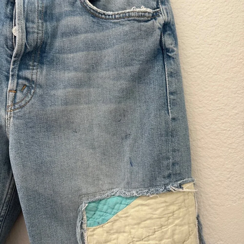 MOTHER The Patchwork Tomcat Ankle Raw Hem New Hobbies Blue 28 - Picture 9 of 16